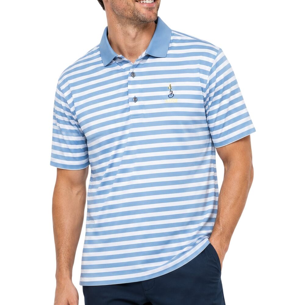 FootJoy Golf Polo XL Blue White Stripe Performance Polo 3 Lakes Golf Club